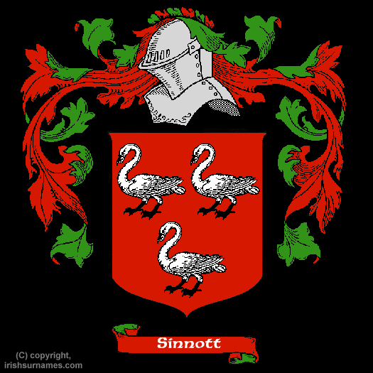 (Sinnott Coat of Arms, Family ) irish surname meanings