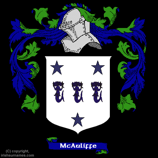 Mcauliffe Family Crest, Click Here to get Bargain Mcauliffe Coat of Arms Gifts