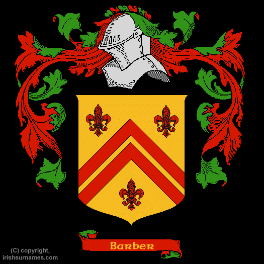 Barber Family Crest, Click Here to get Bargain Barber Coat of Arms Gifts