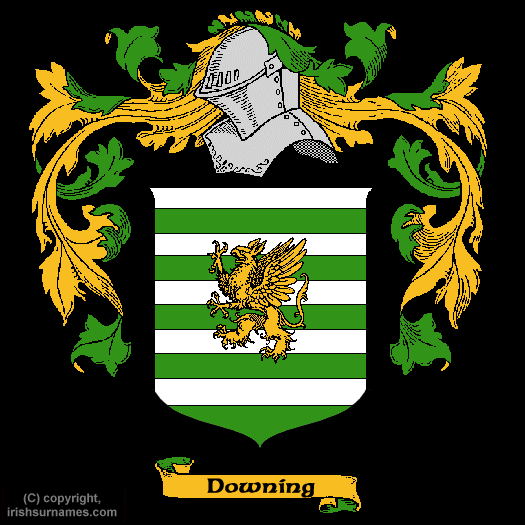 Downing Family Crest, Click Here to get Bargain Downing Coat of Arms Gifts