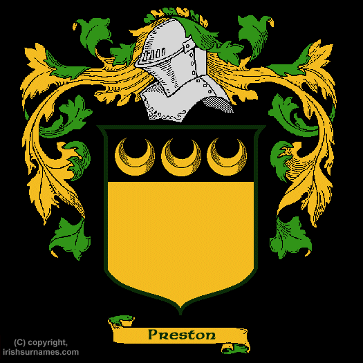 Preston Family Crest, Click Here to get Bargain Preston Coat of Arms Gifts