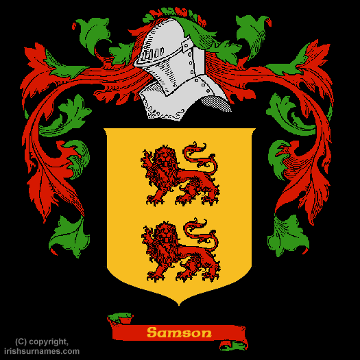 Samson Family Crest, Click Here to get Bargain Samson Coat of Arms Gifts